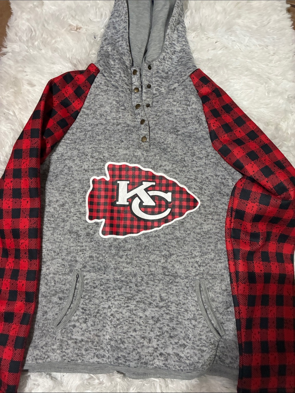 Kansas City Gray & Red Hooded Pullover large